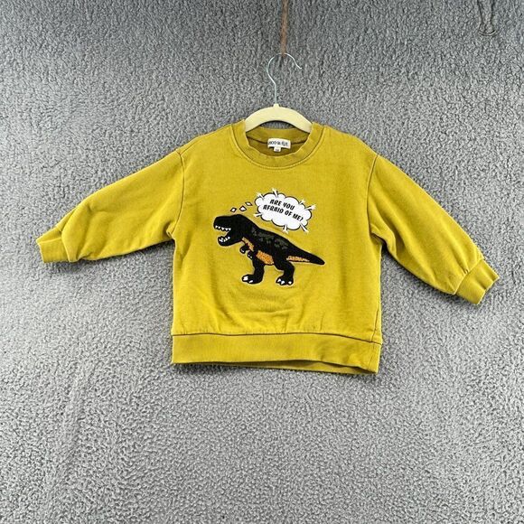 Shoo la Rue Kids 4T Crew Sweatshirt Dinosaur Mustard Yellow - Picture 3 of 10